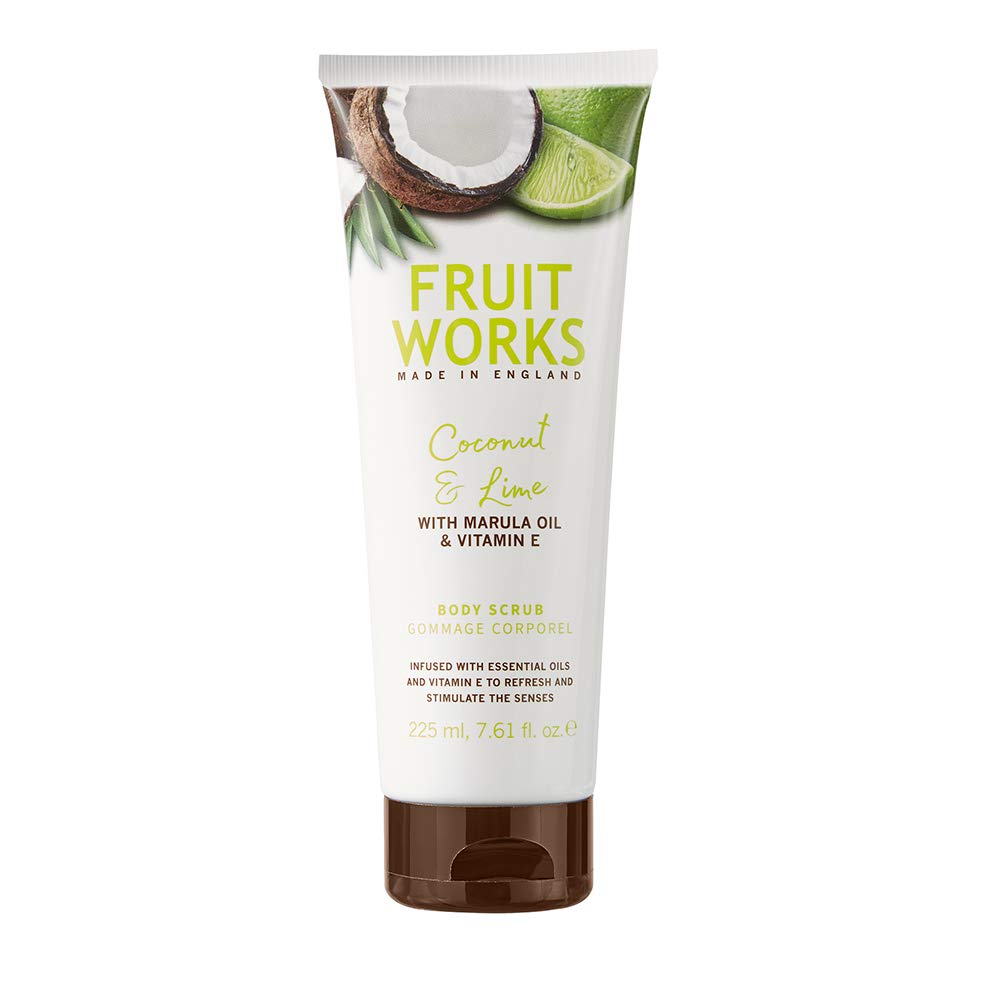 Fruit Works Coconut & Lime Body Scrub, Exfoliating, Gentle on Skin 225ml
