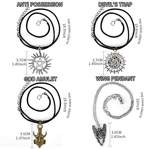 Supernatural Necklace, YGDZ 4 Pack Two-Sided Supernatural Merchandise Necklace Gift Pendant - //coolthings.us