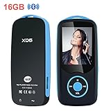Mp3 Player with Bluetooth 16GB Sport Music Player Support up to 64GB Blue by OIKA