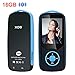 Mp3 Player with Bluetooth 16GB Sport Music Player Support up to 64GB Blue by OIKA
