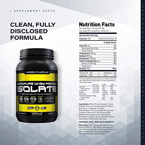 Kaged Whey Protein Powder 100 Whey Protein Isolate for PostWorkout