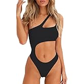 YELAIVP Women's Cutout One Piece Swimsuit Sexy One Shoulder High Cut Bathing Suit Bikini