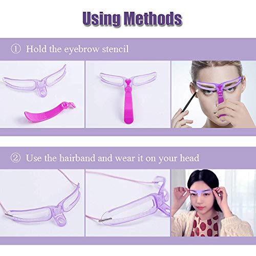 YBB 8 Styles Eyebrow Stencils, Eyebrow Shaping Templates DIY Grooming Stencil Kit Reusable Eyebrow Drawing Guide Card with 24 Pair Eyebrows Shape Stickers and 3 Pcs Eyebrow Razors