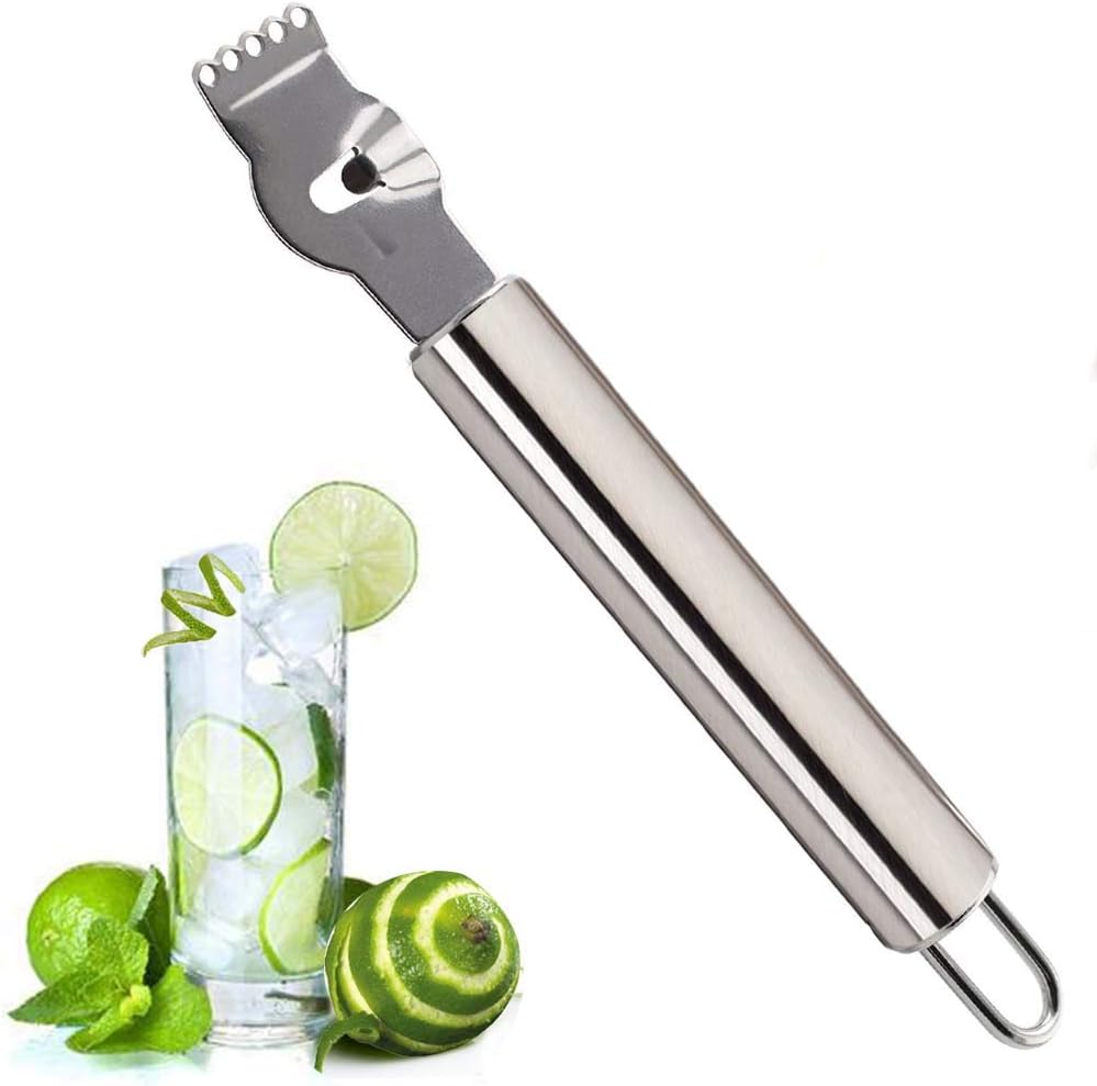 JIOPHSON Premium Lemon Zester Grater, Built-in Channel Knife and Hanging Loop, Stainless Steel Orange Citru Kitchen Peeler Tool