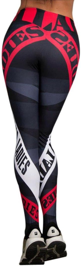 Bluester Women Sports Letter Printing Athletic Gym Leggings, Mid Waist Workout Fitness Yoga Pants