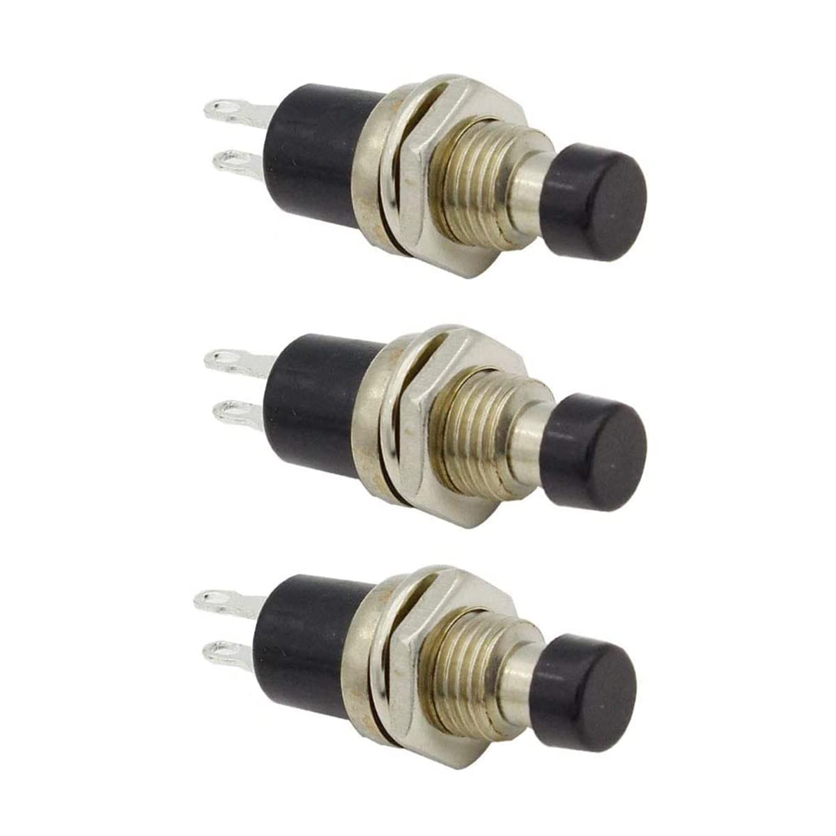 3 Pcs Miniature Push Button Mini Momentary Push Button Switch SPST Reset Switch On Off Switch To Make/Push To Break Black