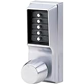 Simplex - 103126D Kaba 1000 Series Combination Entry Cylindrical Mechanical Pushbutton Lock with Knob, Passage, Cylindrical 13mm Throw Latch, Floating Face Plate, 70mm Backset, Satin Chrome Finish