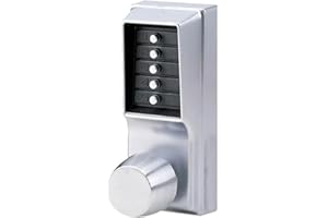 Simplex - 103126D Kaba 1000 Series Combination Entry Cylindrical Mechanical Pushbutton Lock with Knob, Passage, Cylindrical 13mm Throw Latch, Floating Face Plate, 70mm Backset, Satin Chrome Finish