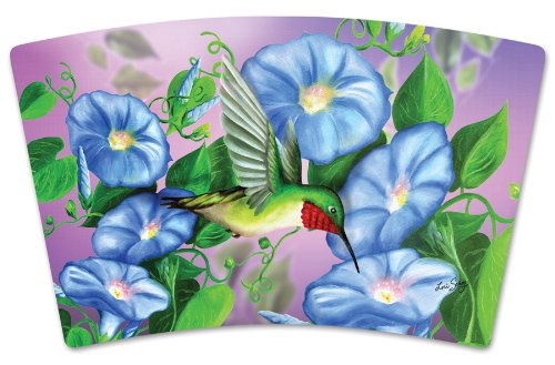 Mugzie Hummingbird & Flowers Travel Mug with Insulated Wetsuit Cover, 16 oz, Black