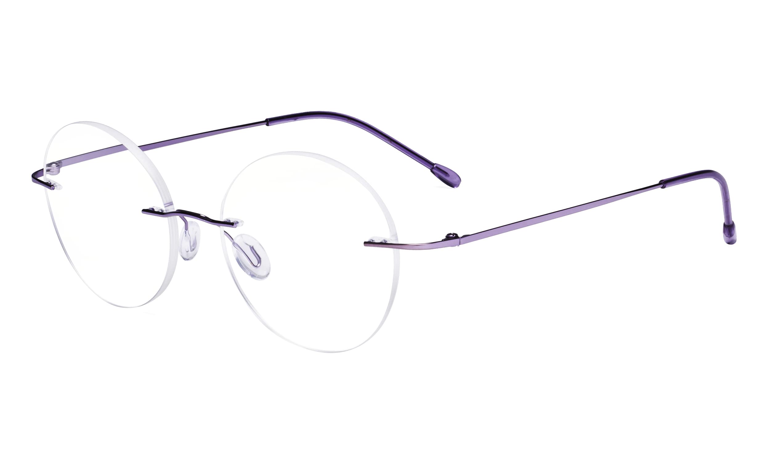 Eyekepper Frameless Reading Glasses Women - Round Rimless Readers Men Purple +3.50