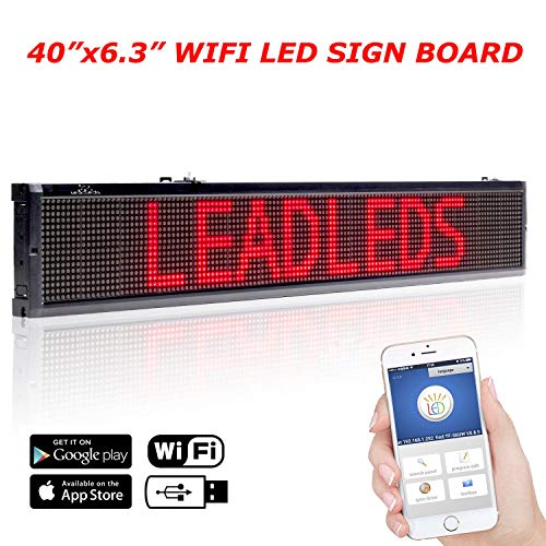 Leadleds 40x6.3 Inches WiFi Scrolling LED Sign Red Message Display Board with Temperature Display, Storefront LED Sign Board for Business, Free App Working with Smartphone and Tablet - Thumbnail 7