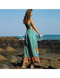 Vestido largo para dama con falda bohemia hippie, diseño bohemio