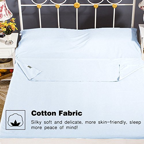 Sleeping Bag Liners Sleep Sack Lightweight Portable Sleeping Sheet Dirt-Proof Compact Travel Camping Sheet for Outdoor Travel Hiking Hotels Picnics (Light Blue, 83x46'')