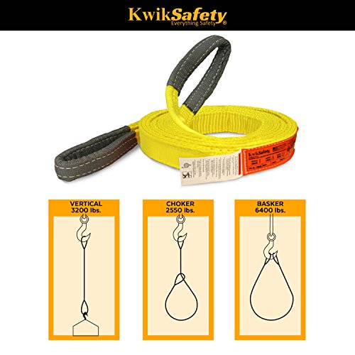 KwikSafety 1”x10’ Industrial Web Sling | 3200LBS Vertical Working Load 2550LBS Choker 6400LBS Basket | Type 3 Certified 2 Ply Eye-Eye Strap | Crane Hoist Lift Rig Lifting Rigging Tow Tie Down Cargo - Thumbnail 5