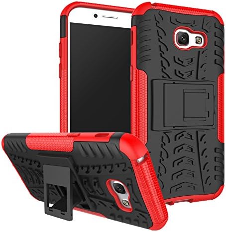 Samsung Galaxy A5 2017 Case , B1ST Military Tires Leather with Kickstand Heavy Duty Cover Impact Resistant Corner Protection Shockproof Anti-fall,Scratch Resistant TPU Soft Cover (Red)