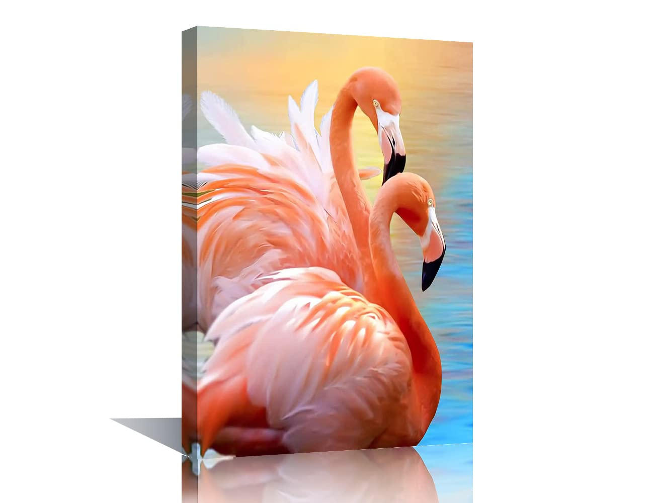 Pink Flamingo Poster Painting Wall Art Home Decor Print on Canvas Modern Artwork for Bedroom Living Room Office Decoration Stretch and Framed Ready to Hang 16x20inch (40x60cm)