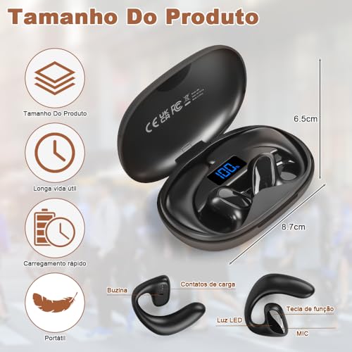 Fone Tradutor Simultâneo, Tradutor de Idiomas em Tempo Real, Fone Tradutor, Tradutor Instantaneo, Preto