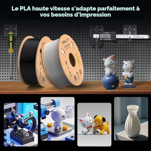 Creality Hyper PLA 3D Printer Filament 1.75mm 1kg, PLA High Speed 30-600mm/s, Dimensional Accuracy +/- 0.03mm, for Most 3D Printers, Black