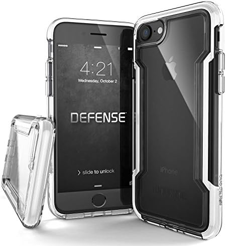 iPhone 7/8 Case, Defense Clear Series - Military Grade Drop Tested, Anodized Aluminum, TPU, and Polycarbonate Protective Case for Apple iPhone 7 &amp; iPhone 8 (White)