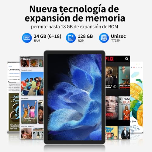 Tablet 11 Inch Android 16 Tablet 90Hz, 24GB (6+18) RAM + 128GB ROM(2TB TF), 8000mAh, Gaming Tablet, Gemini AI, 13MP + 8MP, WiFi, Face ID, GMS, OTG, Eye Protection, 4 Years Warranty
