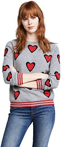 Chinti and Parker Women's Allover Heart Burst Sweater, Grey/Navy/Cherry, Large
