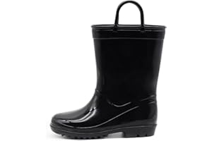 EUXTERPA Boys Girls Waterproof Rain Boots Kids Toddler Solid Color Boots with Easy On Handles