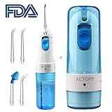 ACTOPP Water Dental Flosser Portable Oral Irrigator 2 Modes Waterproof 200ml Water Tank with 5 Jet Tips Rechargeable Cordless Water Flosser Ideal for Kids Adults Braces in Home and Travel
