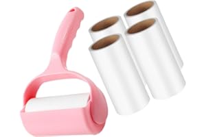 Wakauto Pet Hair Remover Lint Roller 7pcs Set with Handle and Dust Cover, Sticky Refill Sheets for Clothes and Furniture Clea