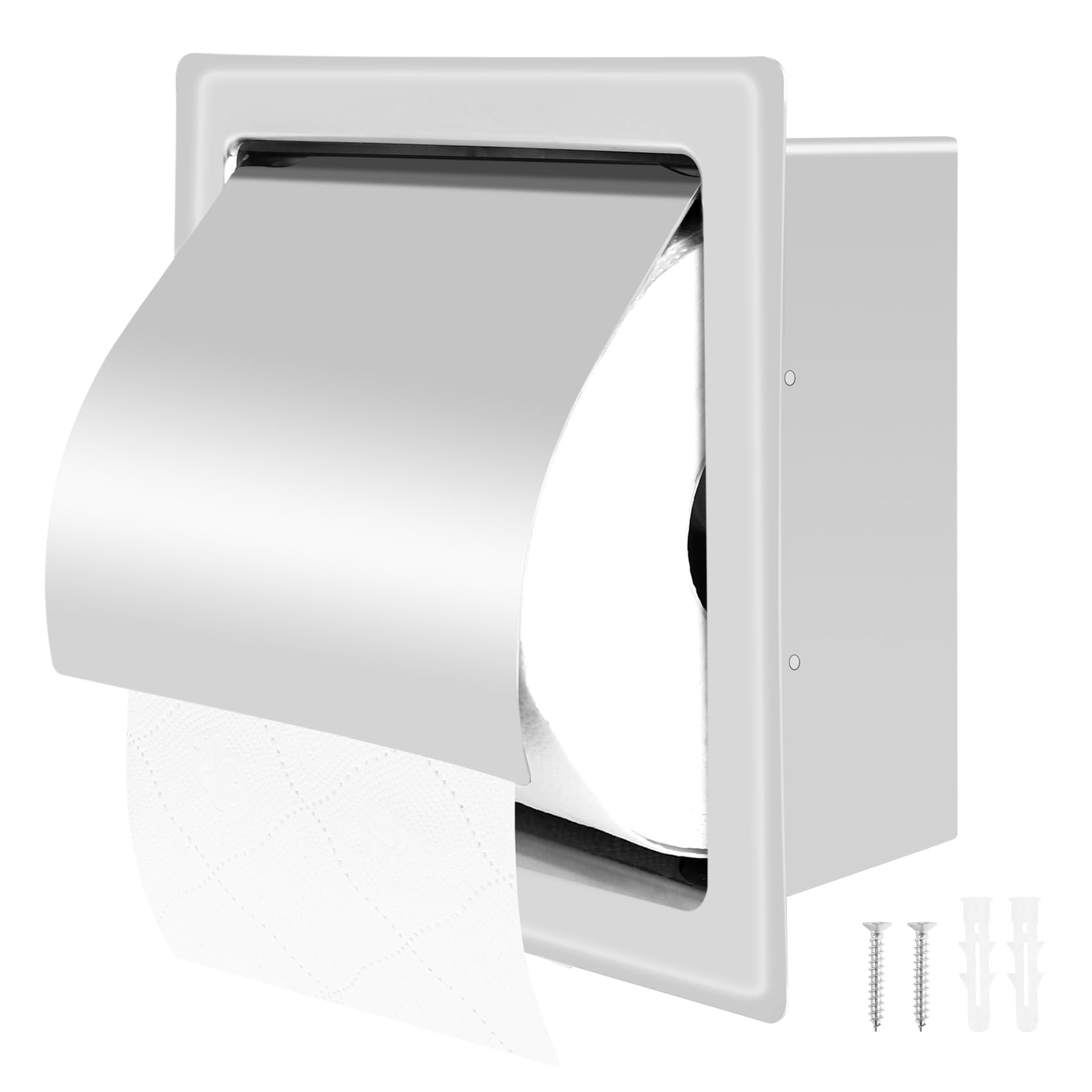 Exogio Steel Recessed Toilet Paper Holder Wall Toilet Paper Holder,Modern Style Toilet Paper Holder,Recessed Tissue Roll Dispenser for Bathroom