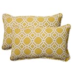 Pillow Perfect Indoor/Outdoor Rossmere Corded Rectangular Throw Pillow, Yellow, Set of 2