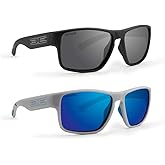 Epoch Eyewear Charlie Sport Fishing Sunglasses 2 Pair Black w/Polarized Smoke Lens Grey w/Polarized Blue Lens