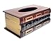 Bellaa 25150 Tissue Box Holder Rectangular Vintage Antique Book Paper Napkin Dispenser Home Office Car Top Lid Wooden Refillable Big Fits All Boxes