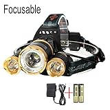 CAMTOA 5000LM Focusable Led Headlight,3 LED 3 X T6 Rechargeable Headlamp + 2R5 LED Head lamp 4 Modes Headlight Flashlight Torch For Outdoor Sports Camping Biking Hunting Fishing