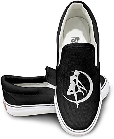 MGTER66 Anime Manga Silhouette Japanese Cartoon Logo Classic Slip-On Casual Sneaker Unisex Style Color Black Size 35