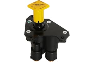 Riyhch PP-DC Dash Control Brake Valve Fit for Bendix 800733, IHC 2032342C91, Metal Air Control Valve with 3 Ports, 3/8 in Threaded Inlet, NPT Outlet, Polypropylene Body, Black Yellow
