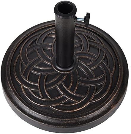 18 inch Round Patio Umbrella Base Stand for Outdoor Garden, Bronze Powder Coated Finish