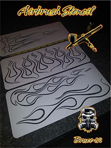 Amazon.com: GHOST FLAMES PINSTRIPE Airbrush Stencil Motorcycle Tank ...