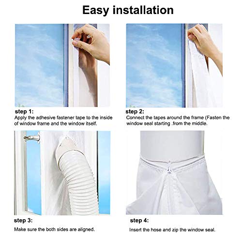 Fensterabdichtung klimagerät 300cm für mobile Klimageräte, Klimaanlagen, Wäschetrockner, Ablufttrockner | Hot Air Stop zum Anbringen an Fenster, Dachfenster, Flügelfenster