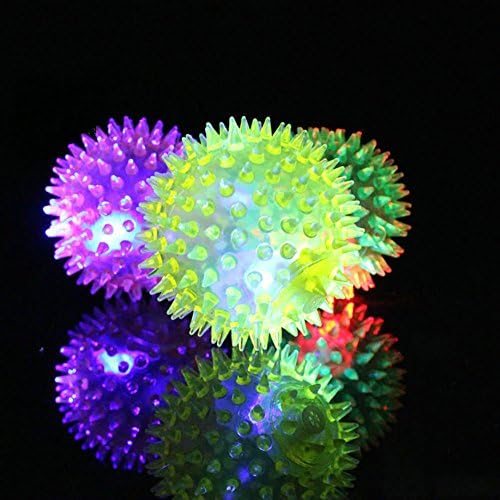 4Pcs LED Flashing Balls Squishy Balls with Rainbow Light Christmas Favor Bounce Toys for Kids Pet