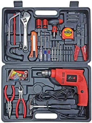KUMAKA Red Powerful Drill Machine with Drill Tool Set 450W 3000 RPM-10 mm with 83 Accessories