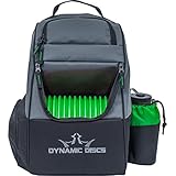 Dynamic Discs Trooper Backpack Disc Golf Bag - Fits Up To 18+ Discs and Four Putters - Padded Straps and Back Panel - Lightweight and Durable - Black/Green