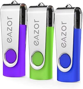 EAZOR 64GB USB 2.0 Flash Drive, USB Stick Thumb Drive Rotated Design Memory Stick for PC/Laptop/External Storage Data Jump Drive Photo Stick Digital for Photos/Videos (64GB-3Colors)