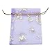 Anleolife 100pcs Purple Organza Bags Sheer Wedding Favors 3.9x4.7'' Lavender Baby Shower Drawstring Pouches Business Sample Display Gift Bags Soap Organizer 10*12cm(purple butterfly with gold print)