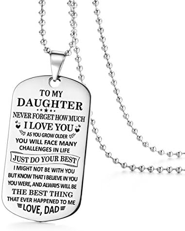 To My Daughter The Best Things I Love You Dad Daddy Father Dog Tag Military Air Force Navy Coast Guard Necklace Ball Chain Gift for Best Daughter Birthday Graduation Stainless Steel