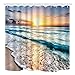 NYMB Ocean Shower Curtain, Sand Beach Wave Sea Water Pattern Set Shower Curtain, Fabric Bathroom Decorations Bath Curtains 12PCS Hooks, 69X70 Inches