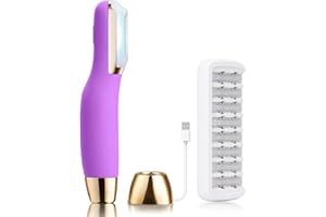 CEVEK Sonic Dermaplane Razor for Women Face, Dermaplaning Tool for Face, Sonic Edge Technology, Facial Hair Removal for Women, Peach Fuzz with 8 Replaceable Blades(Purple)