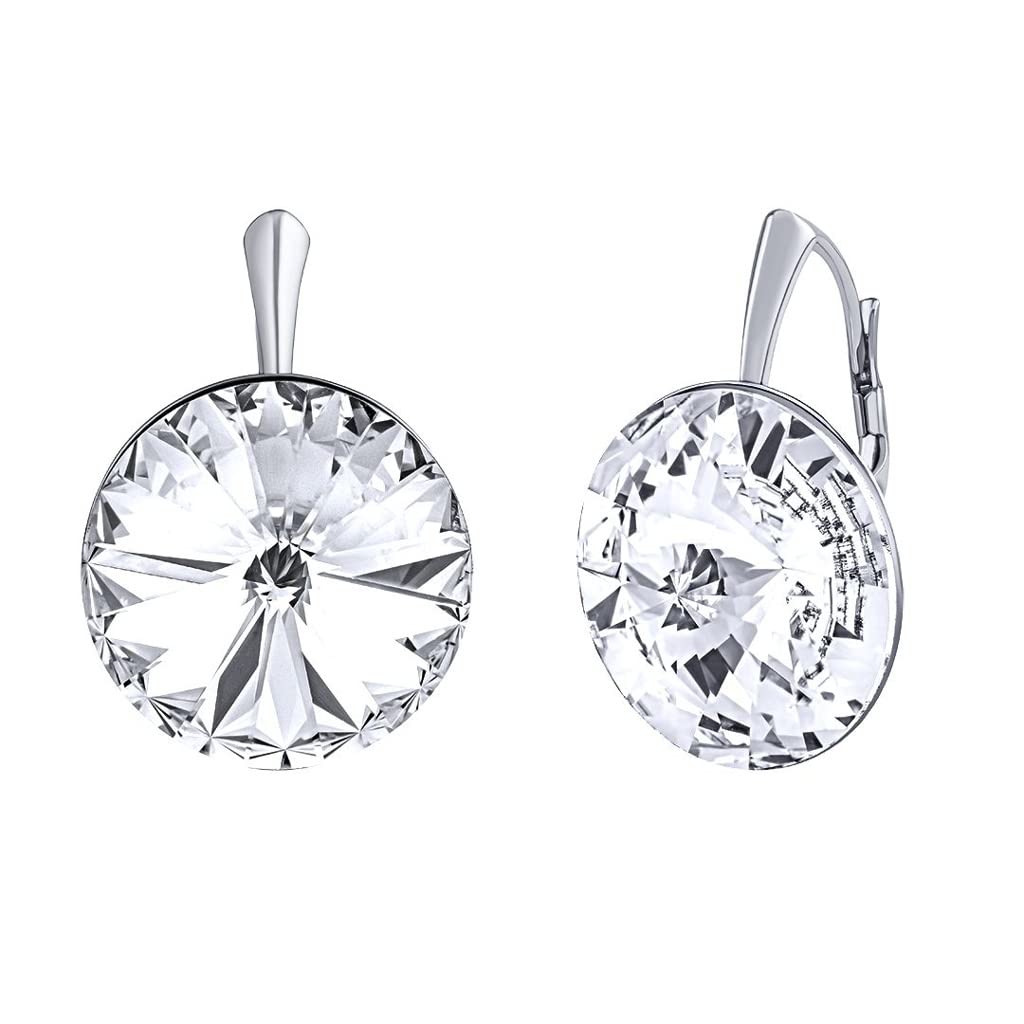SILVEGO Women 925 Sterling Silver Earrrings with Clear Crystal Swarovski Large 18 mm