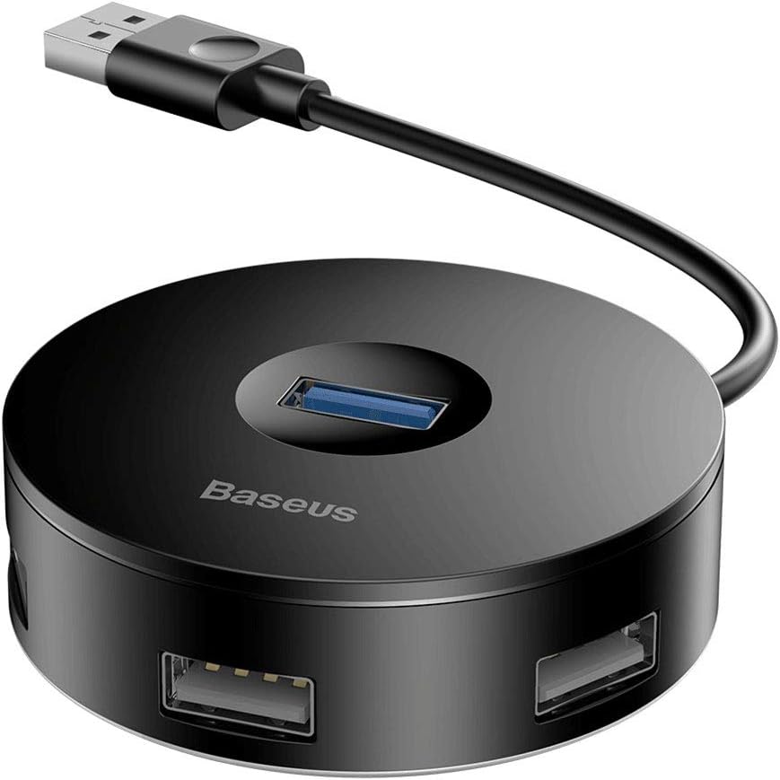4-Port USB Hub, Baseus 4-in-1 USB Hubs Adapter with 1 USB 3.0 Port, 3 USB 2.0 Ports, Micro USB Port for Charging or Hard Drive, Portable 4 Ports Data Hub, Support Windows 7/8/10,Mac OS,Linux and More…