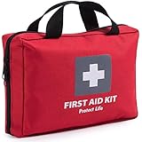 First Aid Kit - 200 piece - for Car, Home, Travel, Camping, Office or Sports | Red bag w/ reflective cross, fully stocked with essential supplies for Emergency and Survival