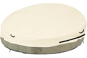 Bitubi 88 Inch Heavy Duty Waterproof Outdoor Daybed Cover - 600D Tough Canvas Anti-UV Patio Canopy Daybed Sofa Cover 88" Dia x 35"/16" H, Beige